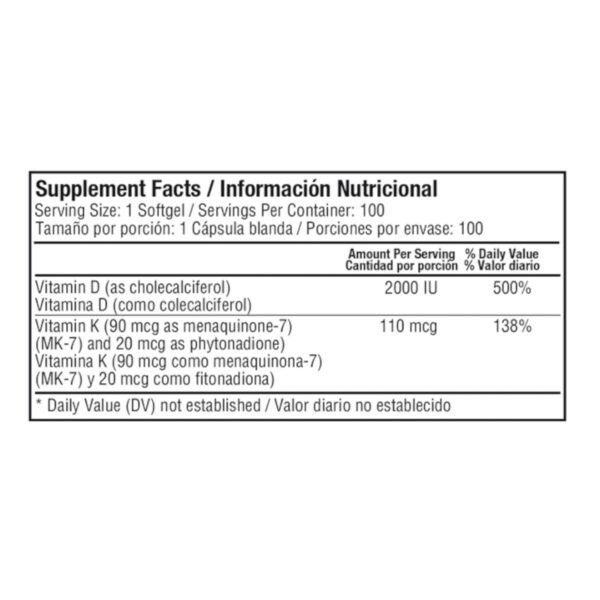 DUOVIT VITAMIN D3+K2 100 SOFTGELS